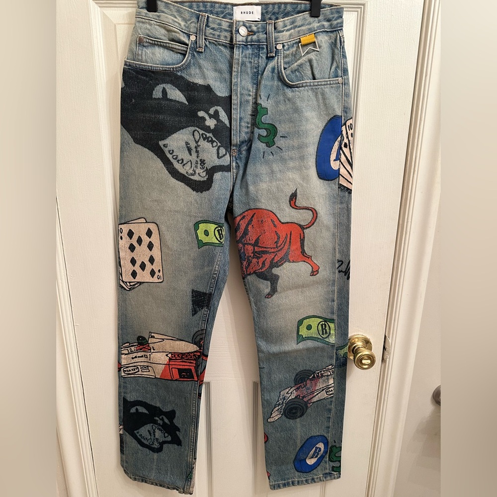 Rhude Doodle Print Denim Size 30